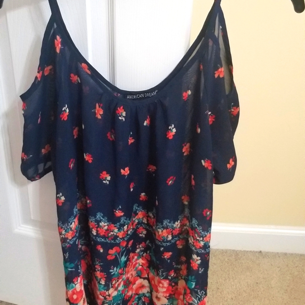 American Dream Cold Shoulder Floral Blouse